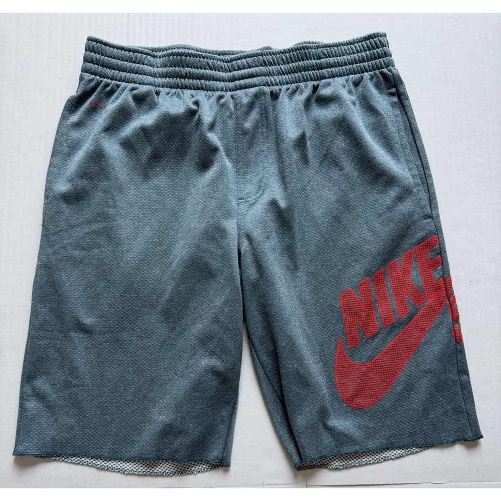Nike SB Skateboarding Swoosh Grey Red Poly Slick Sweat Shorts - Men's Size S